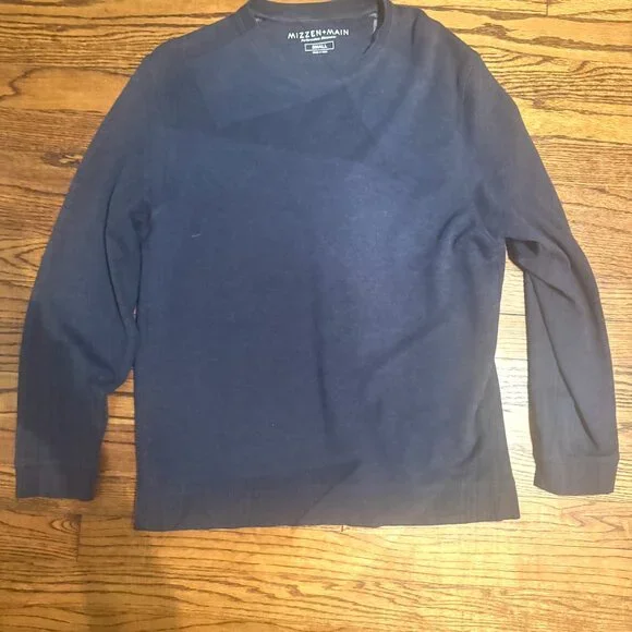 MIZZEN+MAIN Men's Navy Heather Fairway Crewneck - Picture 2 of 5